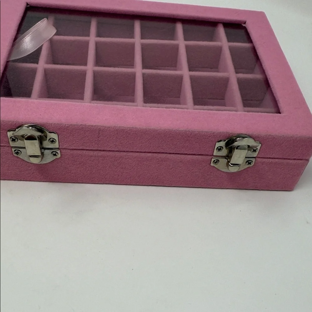 Girl’s Pink Jewelry Box Organizer  8x6x2” with clasps to close NO mirror